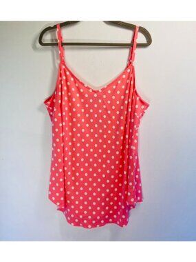 Torrid 2 Pink Polka Dot Sleeveless Camisole Top 2X Adjustable Straps Rayon Blend